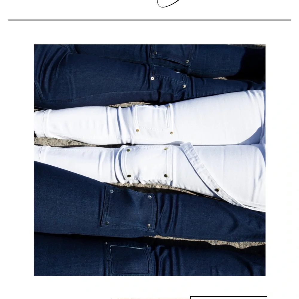 NWT - Arianne Elmy Denim Blue STRAPPY JEANS - 12 - Picture 8 of 11